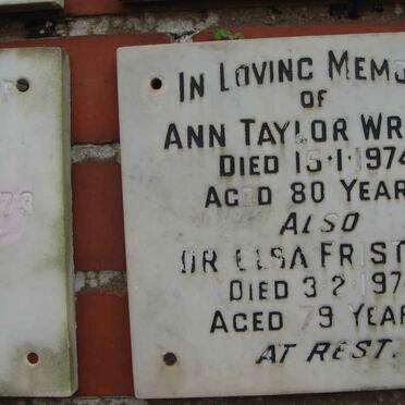 WRIGHT Ann Taylor -1974 :: FRISTEDT Elsa -1974