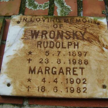WRONSKY Rudolph 1897-1988 &amp; Margaret 1902-1982