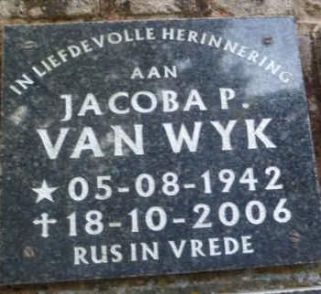 WYK Jacoba P., van 1942-2006