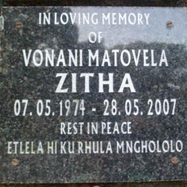 ZITHA Vonani Matovela 1974-2007