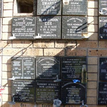 ASH :: BROWN :: COX :: GREGORY :: HOLLOWAY :: NIEMAND :: ROE :: SHAW :: SWARTZ :: WYK van