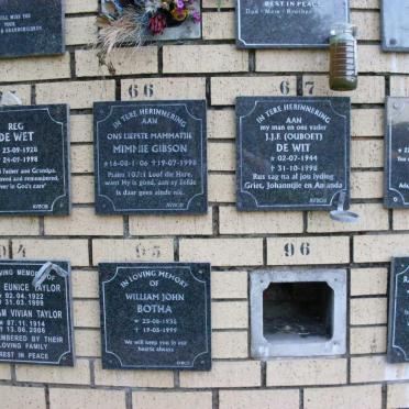 BOTHA :: GIBSON :: TAYLOR :: DE WET :: DE WIT