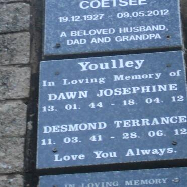 YOULLEY Desmond Terrance 1941-2012 &amp; Dawn Josephine 1944-2012