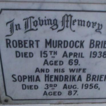 BRIEN Robert Murdock -1938 &amp; Sophia Hendrika -1956
