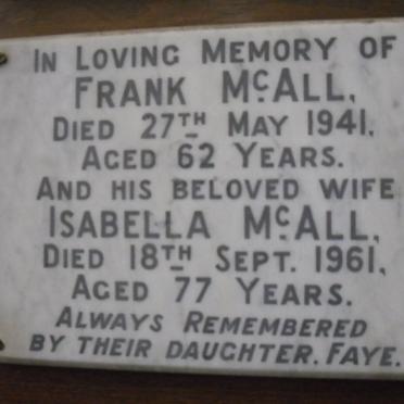 McALL Frank -1941 &amp; Isabella -1961