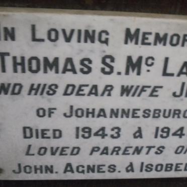 McLAREN Thomas S.  -1943 &amp; Jessie -1948