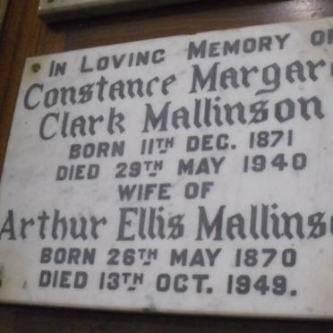 MALLINSON Arthur Ellis 1870-1949 &amp; Constance Margaret Clark 1871-1940