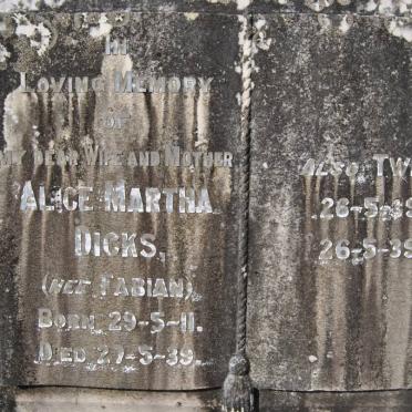 DICKS Alice Martha nee FABIAN 1911-1939 :: DICKS Twins -1939