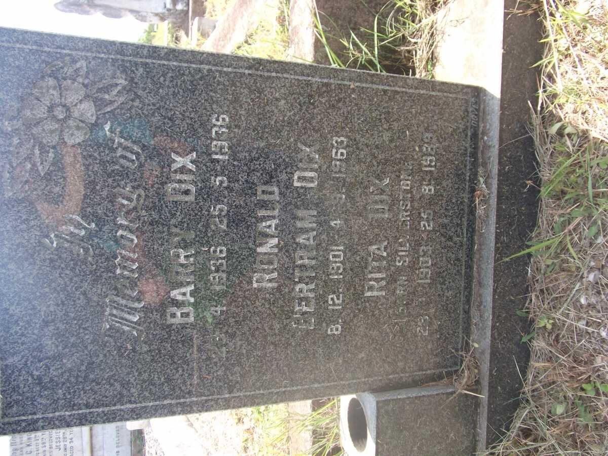 DIX Barry -1936-1936 :: DIX Ronald Bertram 1901-1963 &amp; Rita SILVERSTONE 1903-1989