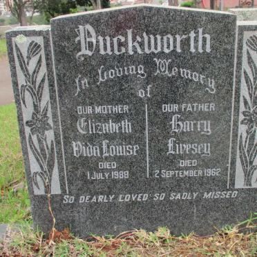 DUCKWORTH Harry Livesey -1962 &amp; Elizabeth Vida Louise -1988