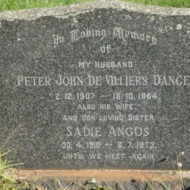 DANCER Peter John de Villiers 1907-1964 &amp; Sadie Angus 1910-1973