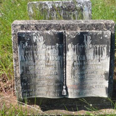 DAVIDSON Lance W.G. 1910-1935 :: DAVIDSON Roy Cecil 1911-1959