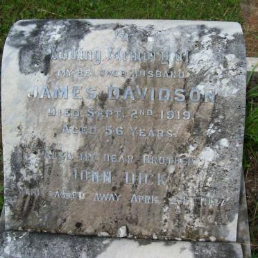 DAVIDSON James -1919 :: DICK John -1927 :: DAVIDSON Isabella nee SHEPHERD -1962