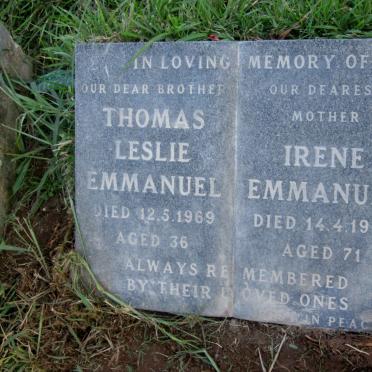 EMMANUEL Irene -1979 :: EMMANUELThomas Leslie -1969