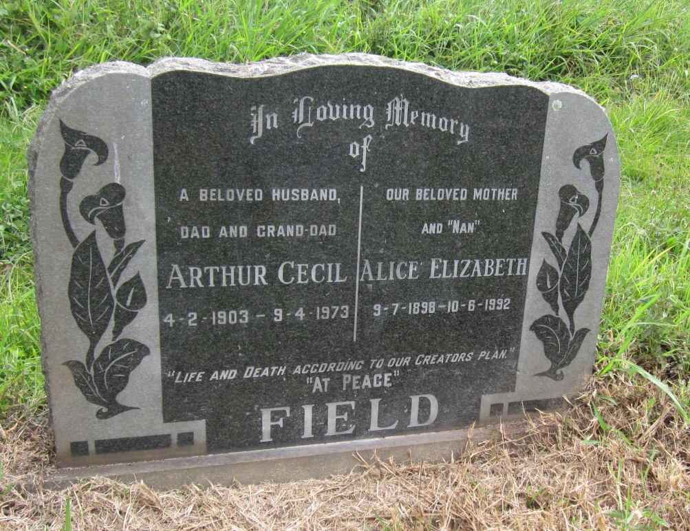 FIELD Arthur Cecil 1903-1973 &amp; Alice Elizabeth 1898-1992