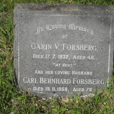 FORSBERG Carl Bernhard -1958 &amp; Carin V. -1932