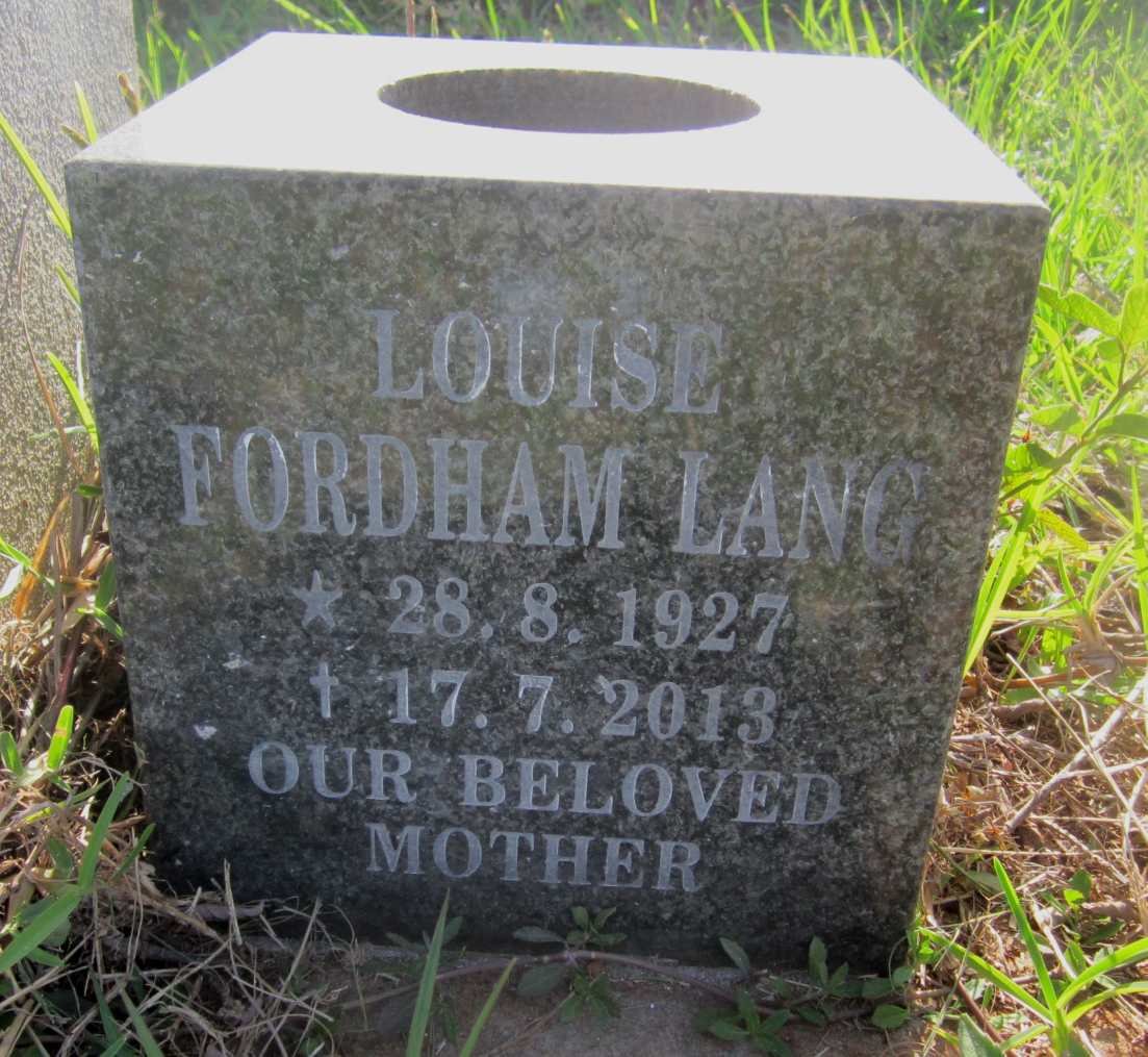LANG Louise formerly FORDHAM 1927-2013
