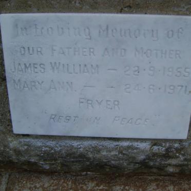 FRYER James William -1955 &amp; Mary Ann -1971