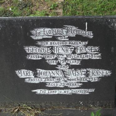 FRASER George Henry -1960 &amp; Maria Johanna Daisy -1960