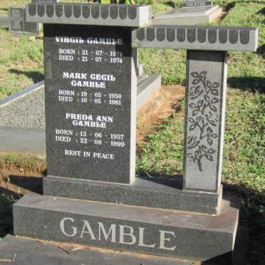 GAMBLE Mark Cecil 1950-1981 :: GAMBLE Freda Ann 1957-1999 :: GAMBLE Virgil 1974-1974