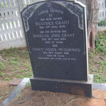 GRANT Beatrice -1946 :: GRANT Douglas John -1954 :: Mc CORMICK Nancy Agnes -1968