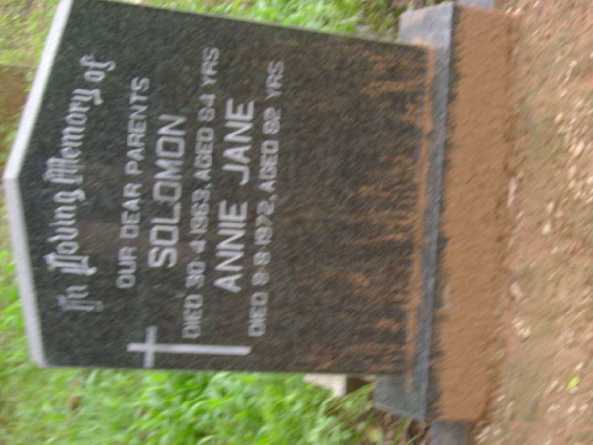 GREEVES Solomon -1963 &amp; Annie Jane -1972