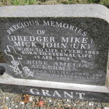 GRANT Michael John 1943-2004 :: ACKERMAN Rose Amelia 1947-