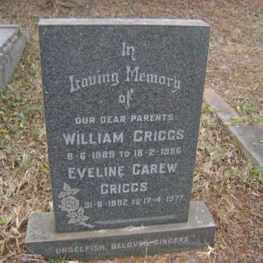 GRIGGS William 1889-1956 &amp; Eveline Carew 1892-1977
