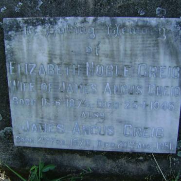 GREIG James Angus 1870-1951 &amp; Elizabeth NOBLE 1874-1946