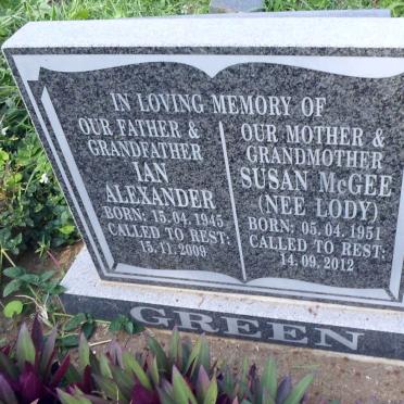 GREEN Ian Alexander 1945-2009 &amp; Susan McGEE nee LODY 1951-2012