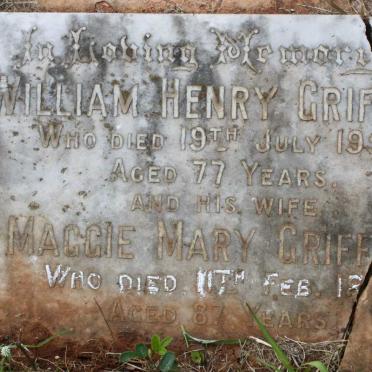 GRIFFITH William Henry -1954 &amp; Maggie Mary -1968