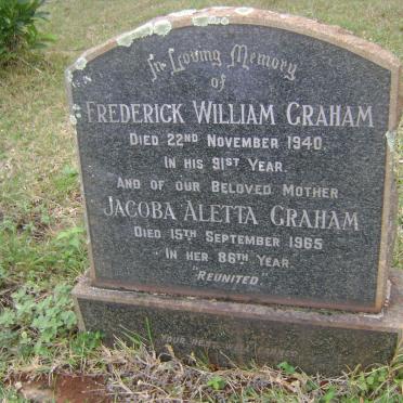 GRAHAM Frederick William -1940 &amp; Jacoba Aletta -1965