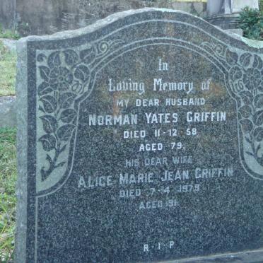 GRIFFIN Norman Yates -1958 &amp; Alice Marie Jean -1979