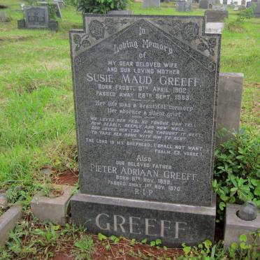 GREEFF Pieter Adriaan 1899-1970 &amp; Susie Maud FROST 1902-1963