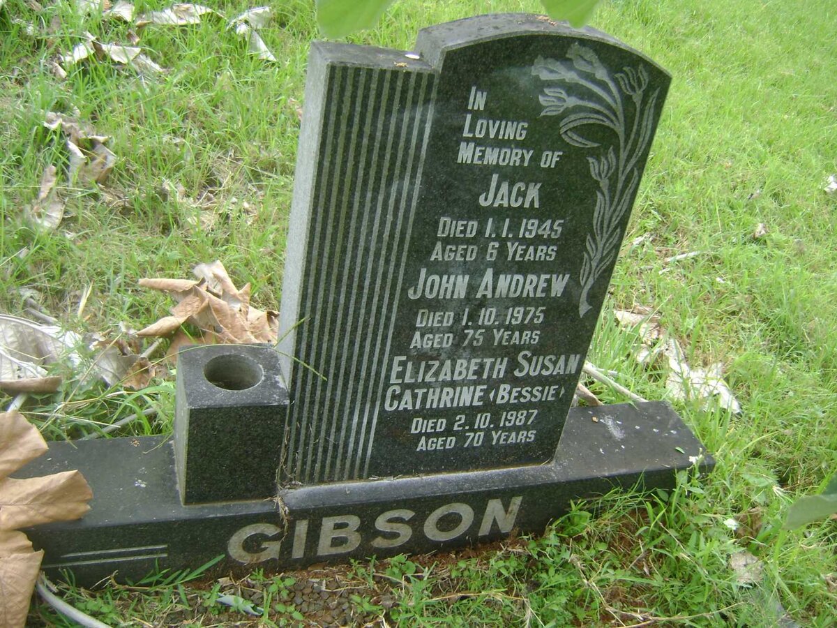 GIBSON John Andrew -1975 &amp; Elizabeth Susan Cathrine -1987 :: GIBSON Jack -1945