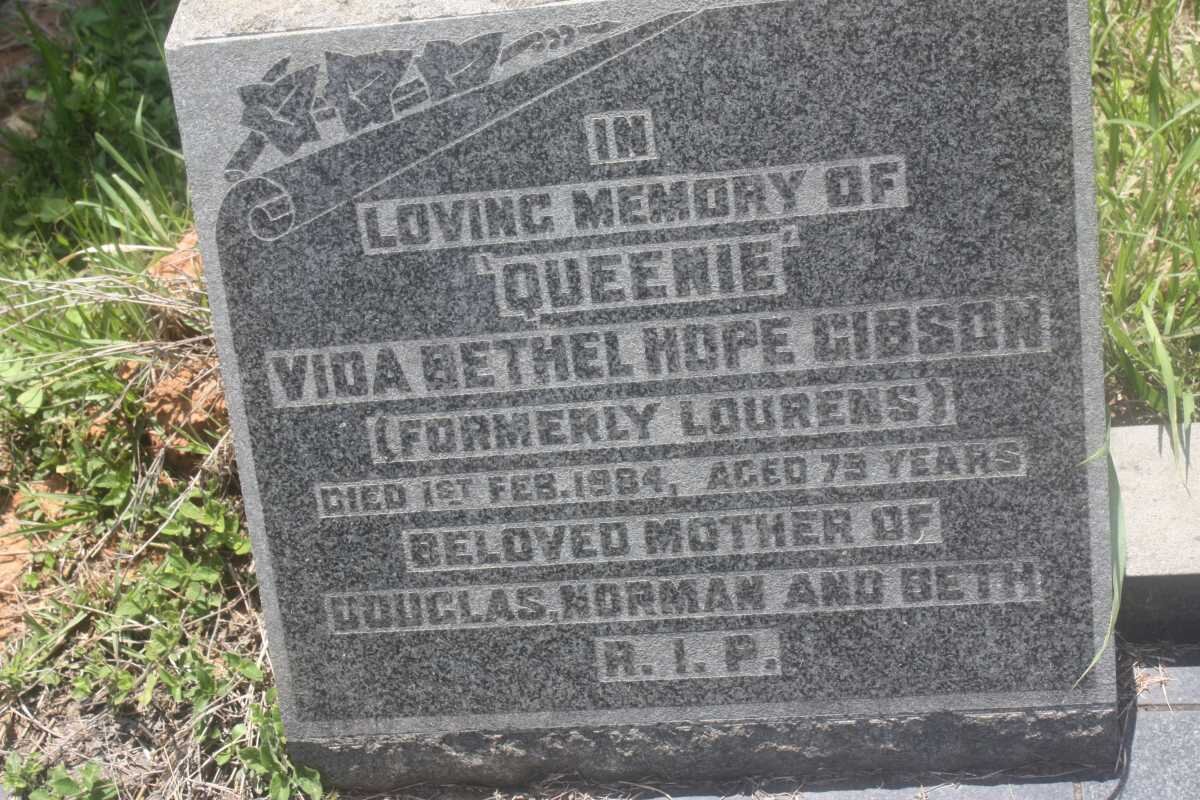 GIBSON Vida Bethel Hope formerly LOURENS -1984