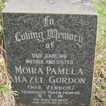 GORDON Moira Pamela Hazel nee VERDON -1986