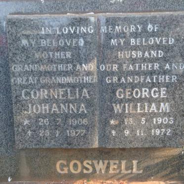 GOSWELL George William 1903-1972 &amp; Cornelia Johanna 1906-1977
