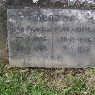 GORDON John Francis 1895-1968 &amp; Annie Anderson 1895-1975
