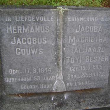 GOUWS Hermanus Jacobus -1944 :: BESTER Jacoba Magrietha Taljaard 1905-1973