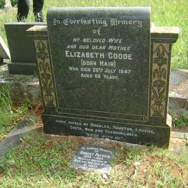 GOODE Elizabeth nee HAIR -1947 :: PATRICK Robert 1898-1994 &amp; Lovice -1975