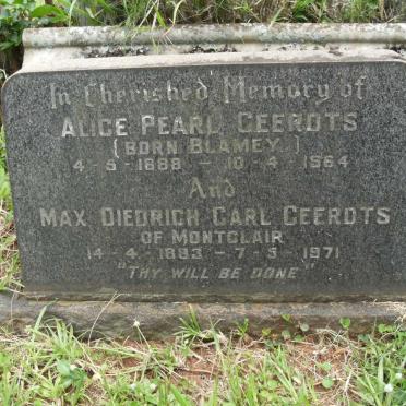 GEERDTS Max Diedrich Carl 1883-1971 &amp; Alice Pearl BLAMEY 1888-1964