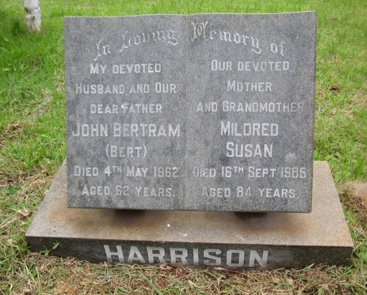 HARRISON John Bertram -1962 &amp; Mildred Susan -1985