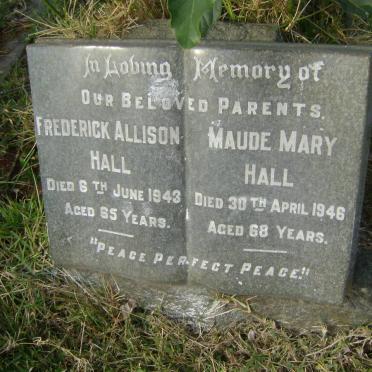HALL Frederick Allison -1943 &amp; Maude Mary -1946