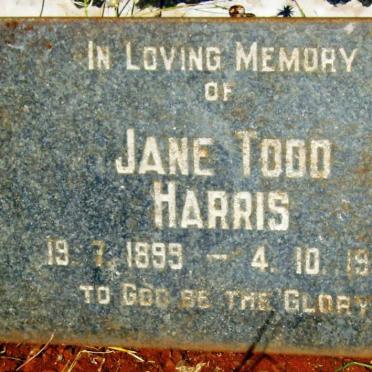 HARRIS Jane Todd 1899-1990