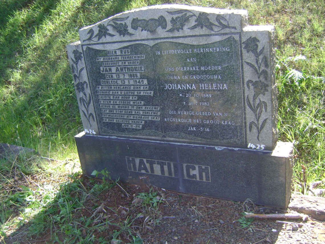 HATTINGH Jan Anthonie 1886-1949 &amp; Johanna Helena 1889-1982