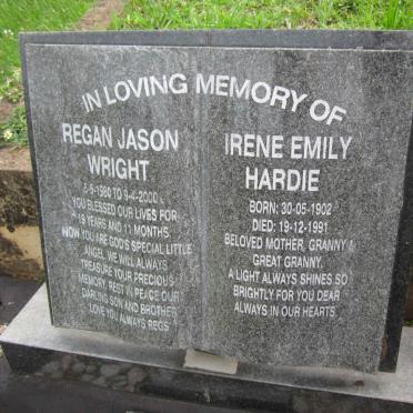 HARDIE Irene Emily 1902-1991 :: WRIGHT Regan Jason 1980-2000