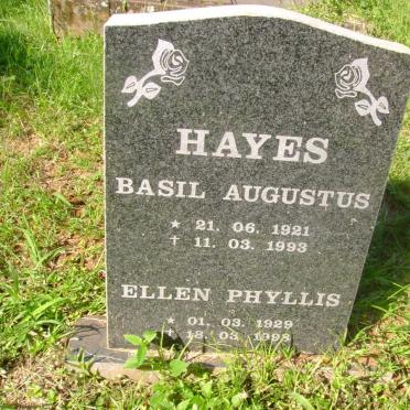 HAYES Basil Augustus 1921-1993 &amp; Ellen Phyllis 1929-1998