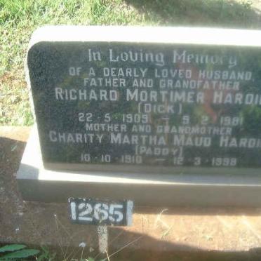 HARDIE Richard Mortimer 1909-1981 &amp; Charity Martha Maud 1910-1998