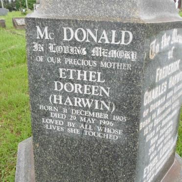 Mc DONALD Ethel Doreen nee HARWIN 1905-1996